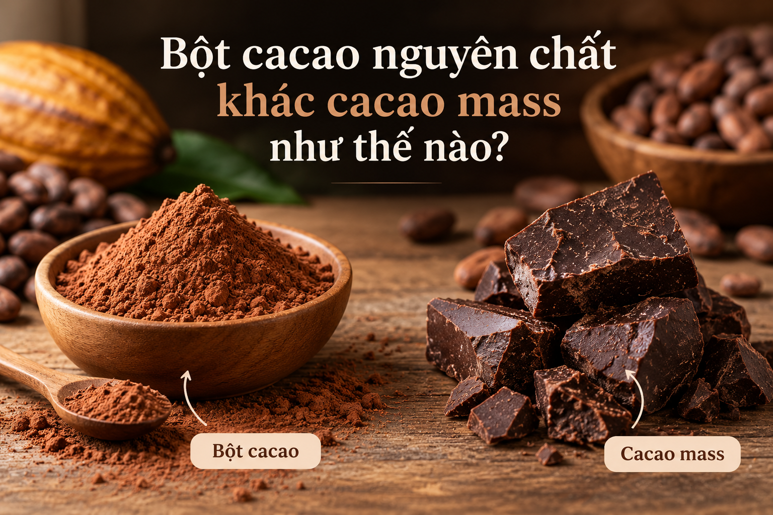 Bột cacao nguyên chất khác cacao mass như thế nào?