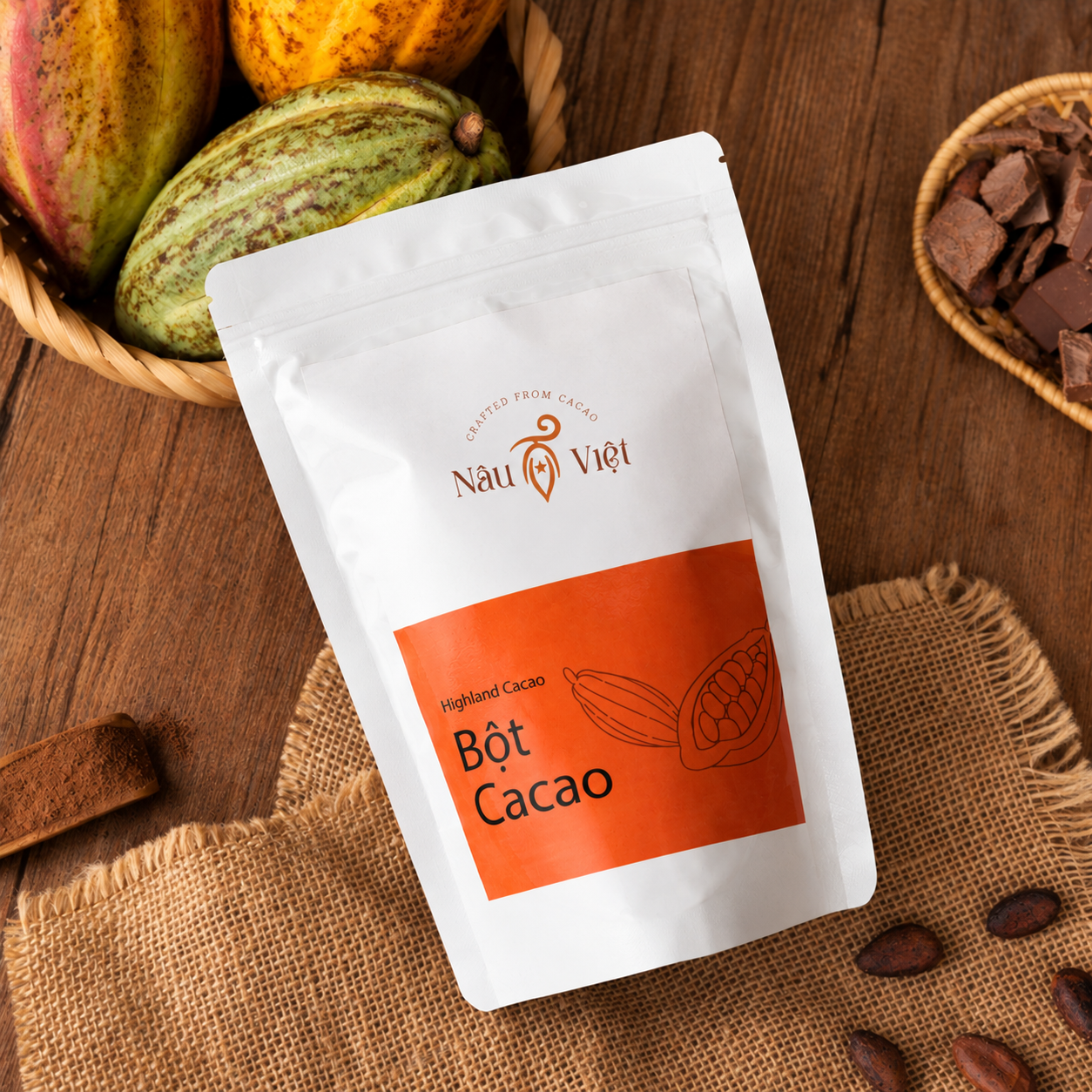 Bột cacao nguyên chất Việt Nam túi 250g