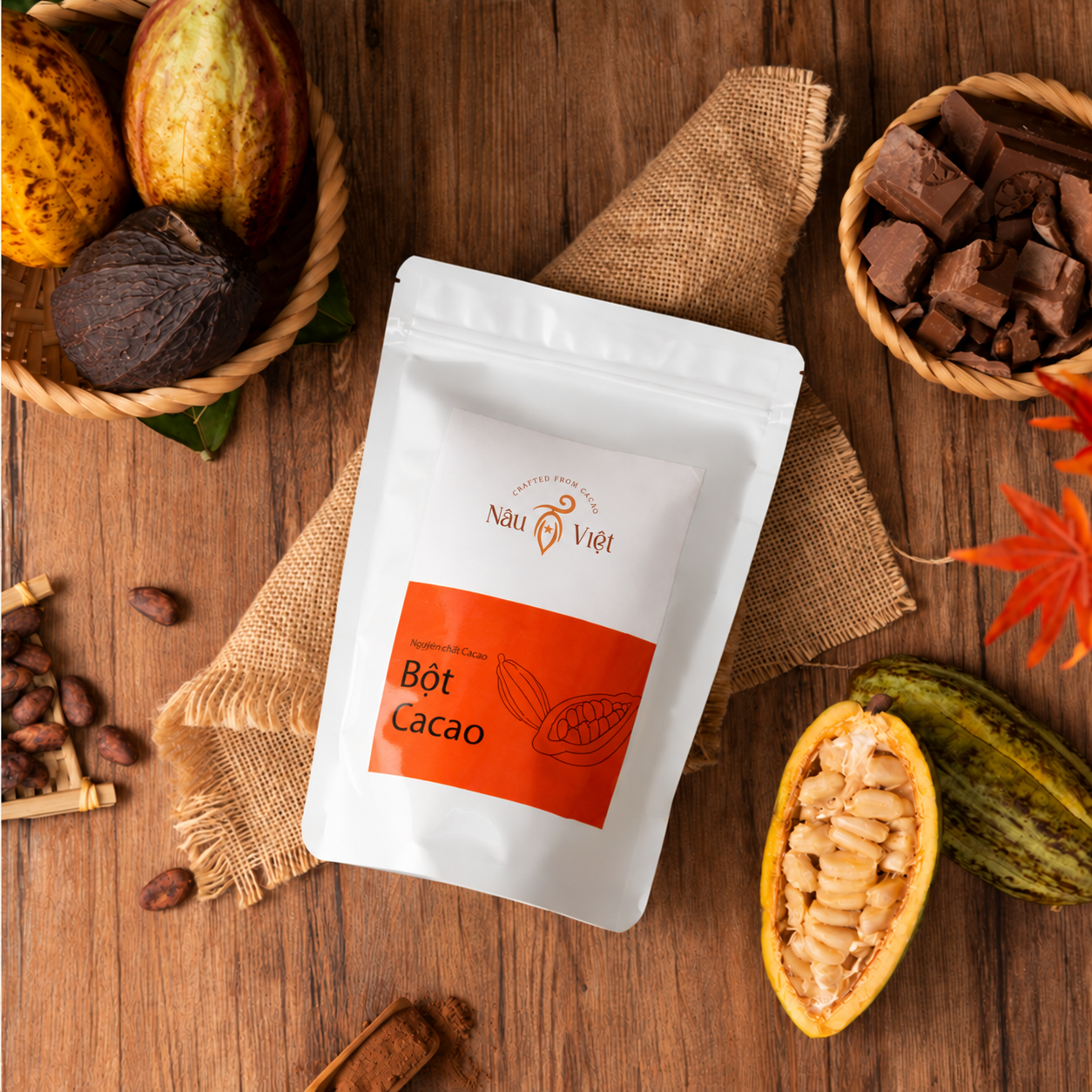 Bột cacao nguyên chất Việt Nam túi 500g
