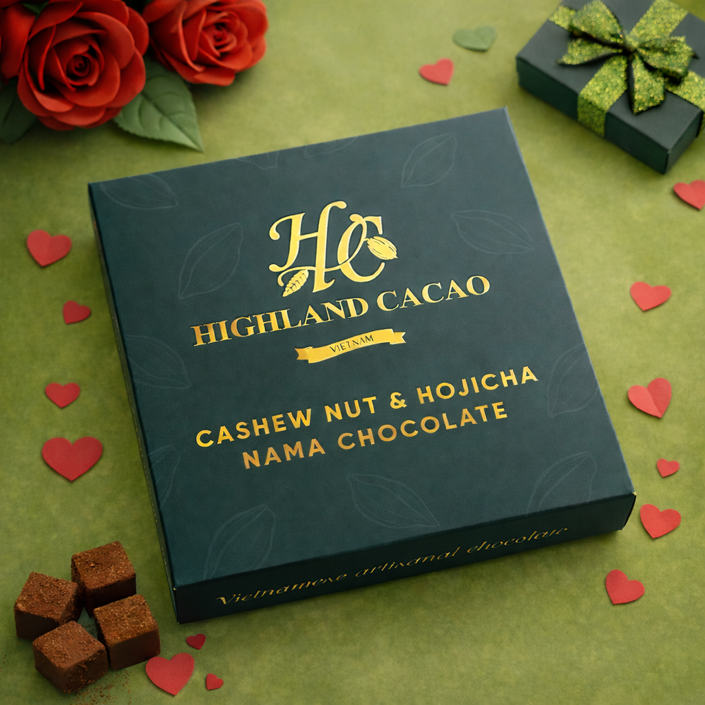Cashew nuts & Hojicha Nama Chocolate