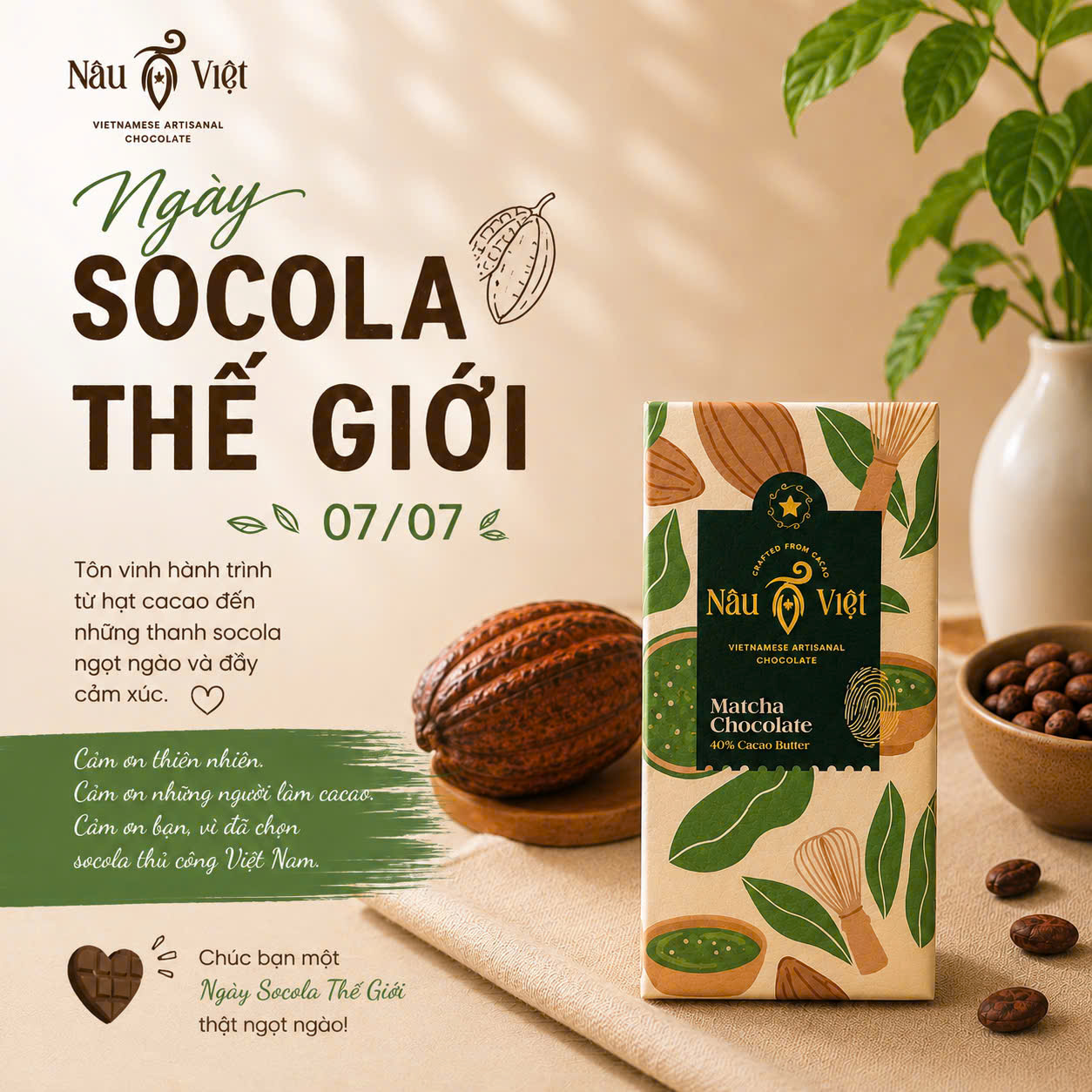Ngày Socola Thế Giới 7/7 – Hành trình từ hạt cacao đến thanh socola
