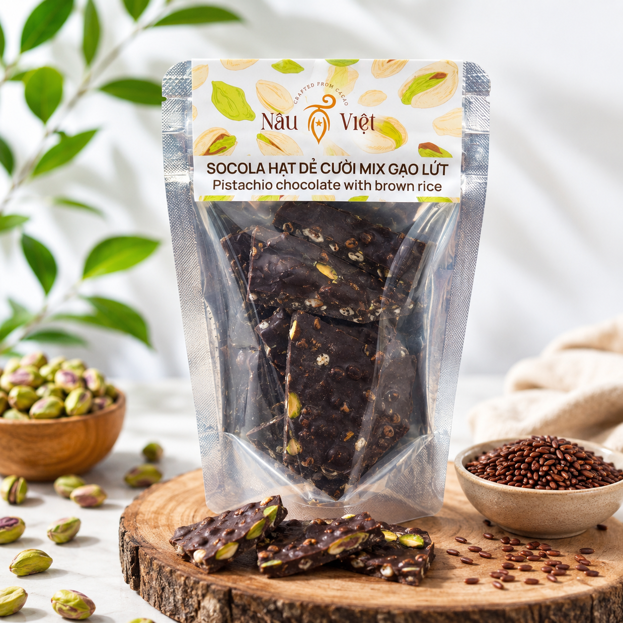 Socola hạt dẻ cười mix gạo lứt 90gram